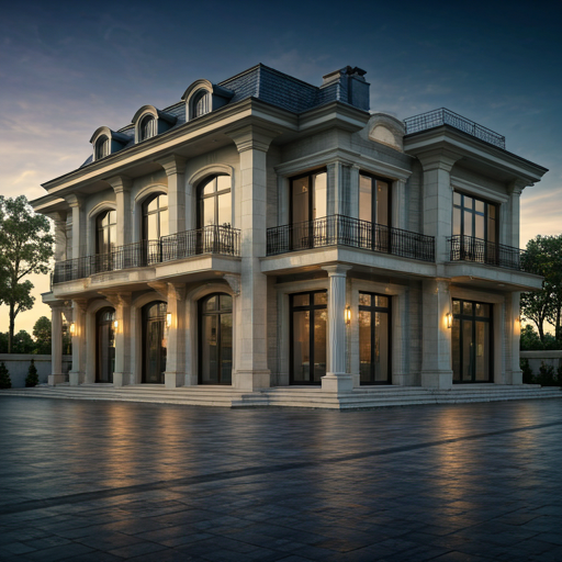 Cinematic drone shot of luxury mansion