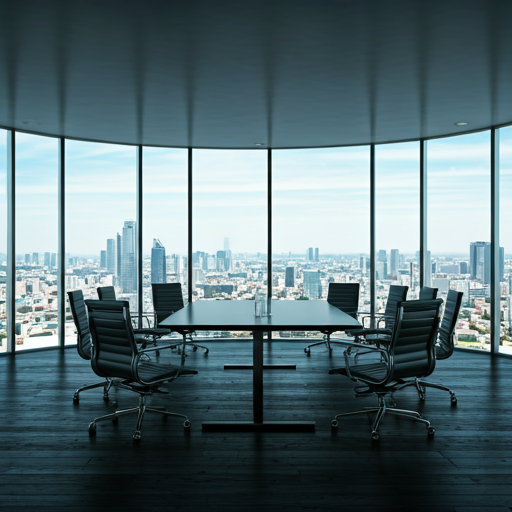 HDR interior photograph of a commercial office with balanced exposure