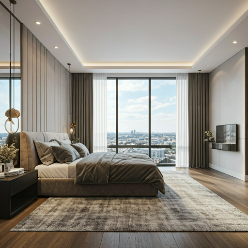 Virtually staged empty room transformed with high-end digital furniture