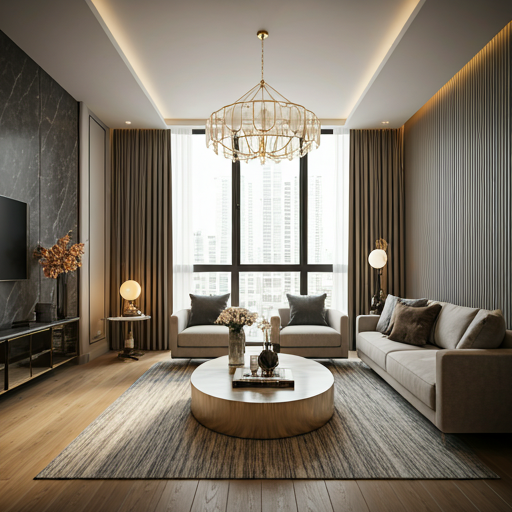 Professionally photographed apartment unit with editorial-grade lighting