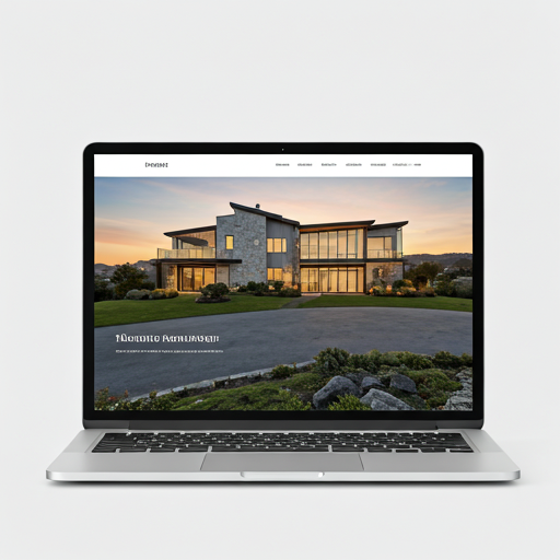 Desktop mockup of a custom property website with full-width hero imagery