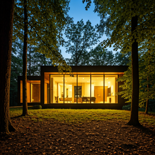 Masonry-style twilight gallery image of a home at dusk