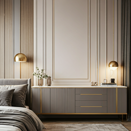 Modern minimalist gallery-style staging in a luxury living room