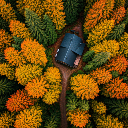 Low-altitude drone capture of a hillside residence with terraced gardens