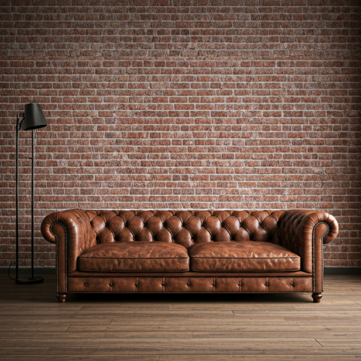 Industrial chic loft staging with exposed brick and metal fixtures