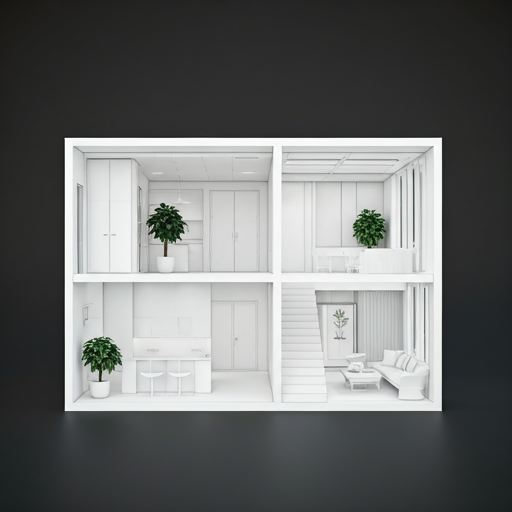3D Matterport camera scanning a contemporary open-concept living space